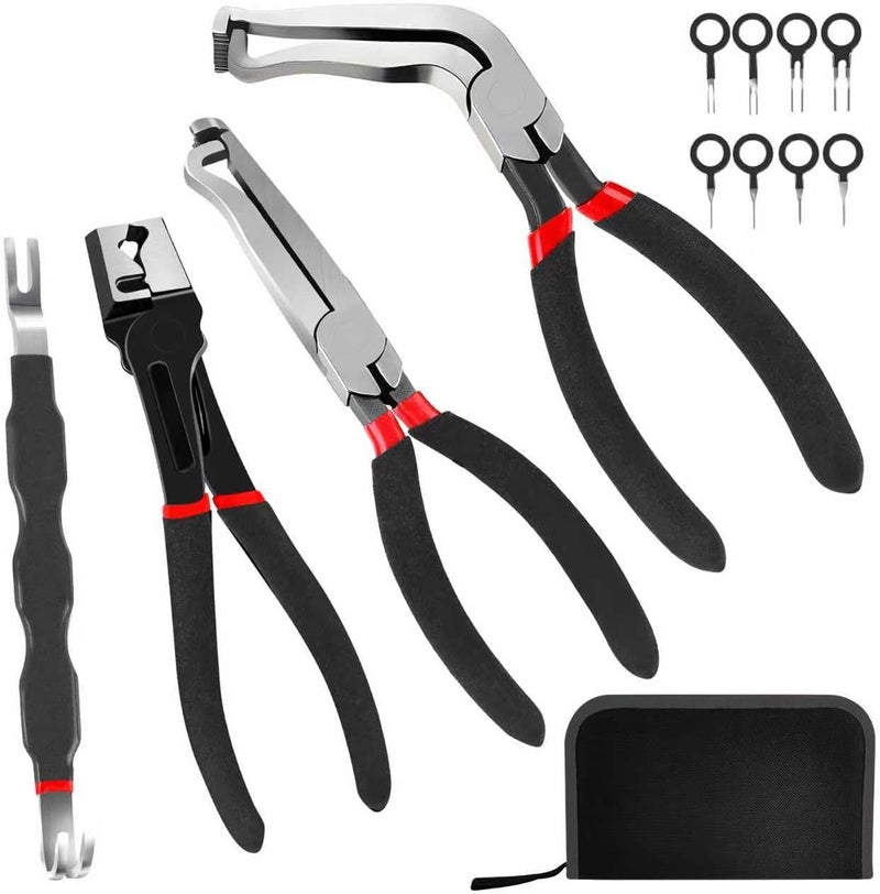 BCJCLTS 4 Pieces Electrical Disconnect Pliers for Cars, Electrical Connector Separator Tool and Automotive Electrical Connector Disconnect Pliers,Fuel Line Petrol Clip (Black 4 PCS) - Image 1